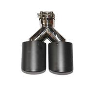 63mm/101mm Dual Carbon Fiber Stainless Steel Universal Auto Exhaust Tip Double End Tip Compatible With Benz VW Golf(67MM IN-114MM OUT)