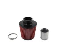 63mm 70mm 76mm 2.5"/2.75"/3.0" Universal Inlet Cold Air Intake Cone Dry Filter High Flow Car Washable Red with Pipe(3.0 inch)