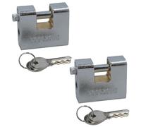 63mm Armoured Container Padlock Shutter Lock Security Solid Shed 3 Keys x 2