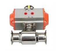 63mm DN50 304 Stainless Steel Sanitary Ball Valve Two Piece Tri Clamp Type with Double Acting Cylinder