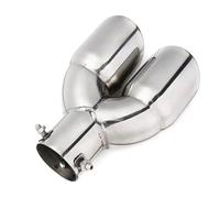 63mm Double Outlet Stainless Steel Chrome Car Muffler Exhaust Pipe Tip End Trim Modified Tail Throat Liner Pipe Silver Rear Muffler Tip