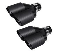 63mm Exhaust Tips Dual Muffler Tip, Carbon Fiber Car Exhaust Pipe Rear Tip Tail Throat (2X Matt All Black)
