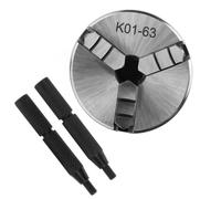 63mm K01-63 Precision 3 Jaw Self Centering Lathe Chuck, Hardened Steel Mini Lathe Chuck with Chuck Rod for Milling Machine(K01-63 Chuck)