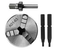 63mm K01-63 Precision 3 Jaw Self Centering Lathe Chuck, Hardened Steel Mini Lathe Chuck with Chuck Rod for Milling Machine(K01-63 Chuck Rod)