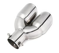 63mm Universal Car Muffler Exhaust Pipe Double Outlet Stainless Steel Chrome Silver Tip End Trim Modified Tail Throat Liner Pipe Exhaust Tip Tail Pipe Trim