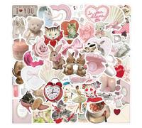63pcs Coquette Stickers Pack - Cute Vinyl Aesthetic Stickers, Waterproof Pink Stickers for Laptop, Water Bottle, Phone, Guitar Decoration - Cute Stickers for Girls and Teens