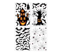 63PCS Halloween Window Stickers Clings - Double-Sided Reusable Decor | No Glue Ghosts, Bats, Pumpkins for Bay Windows & Doors (A4 Sheets, Weatherproof)
