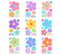 63Pcs Y2k Cute Flower Wall Stickers Colorful Floral Wall Decals Vinyl Peel and Stick Preppy Hippie Stickers for Kids Nursery Bedroom Kindergarten