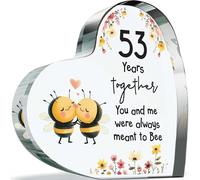 63rd Anniversary Plague Gifts for Husband Wife - Meant to Bee - Happy 53rd Wedding Anniversary Present for Partner, 100mm Acrylic Heart Keepsake for Fifty-Third Anniversaries