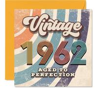63rd Birthday Card for Men Women - Vintage 1962 Aged To Perfection - Happy 63 Birthday Cards for Grandad Nan Brother Neighbour Auntie Nanny, 145mm Bday Greeting Cards