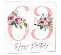 63rd Birthday Card for Women - Floral 63rd Birthday Cards for 63 year old woman Sixty three Sixty third Ladies Nan Grandma Mum Aunt Sister Mum Friend