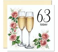 63rd Birthday Card for women - Floral Fizz Classy Elegant Birthday Card for 63 Year old Woman Mum Aunt Ladies Nan Friend Sister Grandma Sixty three Sixty third Nanny