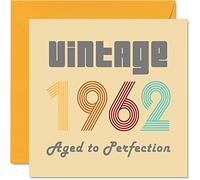 63rd Birthday Cards for Men Women - Vintage 1962 Aged To Perfection - 63 Birthday Card Funny for Her Him, 145mm Greeting Cards Mum Dad Grandad Grandpa Grandma Nanny