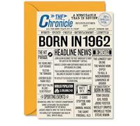63rd Birthday Cards for Women Men - Born In 1962 Newspaper - Happy 63 Birthday Card for Grandma Grandad Nan Vintage Retro Back In 1962, A5 Bday Greeting Cards