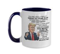 63rd Birthday Donald Trump Two Tone Coffee mug, 63 Year Old Bday Gift Usa American President Novelty Cup, Funny Gag Mug For Friend, Dad, Grandpa, Mom