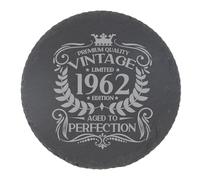 63rd Birthday Gift for Men Vintage 1962 Aged to Perfection Engraved Slate Coaster Present for 63 Year Old Etched Natural Slate Placemat (Round Slate)