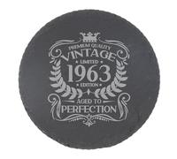 63rd Birthday Gift for Men Vintage 1963 Aged to Perfection Engraved Slate Coaster Present for 63 Year Old Etched Natural Slate Placemat (Round Slate)