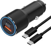 63W Super Fast Car Charger and Cable for iPhone 15/16 Pro/17 Pro Max/Samsung Galaxy S25/S23 Plus/S24 Ultra A55 A25 A35 A15 5G,Google Pixel 7 8 6 7A,Dual Port (USB C 45W+USB A 18W) Car Phone Adapter