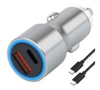 63W Super Fast Car Charger USBC 45W QC 18W Includes 1.5 m 100W USB-C to USB-C Cable USB Cigarette Lighter Car Charger Adapter Quick Charging for Samsung Galaxy S23 25 Ultra A54 A53 A56 iPhone Android