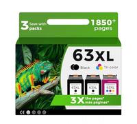 63XL Ink Cartridges for HP 63 XL Black Color Combo 3-Pack Replacement for HP63 HP63XL for 3830 4520 5258 3630 4650 5255 4652 4655 5200 4512 3632 5252 2132 1112 3631 2130 4510 4654 3634 3833 Printer