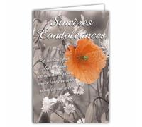 64-1011-B Sincères Sympathy Card with White Envelope Format 12 x 17.5 cm with Flower of the Fields Poppy Poppy Message of Support in French You Must Be Happy for What Has Been