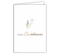 64-1092 Card Sincères Condolences Copper Foliage Fine and Delicate Illustration on Matte Paper for Writing Inside Your Message - With White Envelope Format 12 x 17.5 cm - French