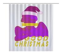 64.17x70.87Inch（163x180cm）Quick-Install Hookless Shower Curtain, Opaque, Heat-Resistant Polyester - Shower Curtain No Hooks, Curtain ShowerAngel - Plaster - Stone - Christmas Hat - Christmas - T-shirt