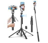 64'' Auto Face Tracking Tripod 360 Rotation with Stand, Handheld Stabilization, Aluminum Quadrapod Selfie Stick Phone Tripod with Remote Compatible with iPhone, Android for TikTok, Live Streaming