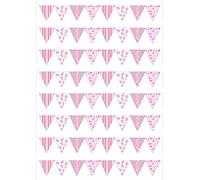 64 Baby Girl Shower Small Bunting Edible Icing Sheet Cake Toppers