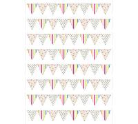 64 Bright Stripe Spot Flower Style Small Bunting Edible Icing Sheet Cake Toppers