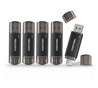 64 GB USB 2.0 Type C Stick 5-Pack, KOOTION 2-in-1 Dual Flash Drive USB A + USB C OTG Flash Drive for Android Smartphone Tablet Computer Laptop (Black)