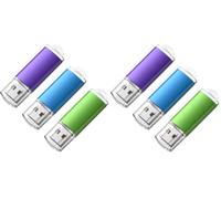 64 GB USB Sticks 6 Pack, KOOTION 64 GB USB Flash Drives Thumb Drives Memory Stick Jump Drive with LED Light for Storage and Backup (3Pack Mixcolor USB 2.0)