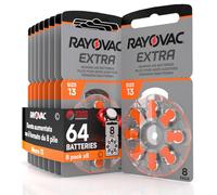 64 Hearing Aid Batteries Size 13 Rayovac (Orange) PR48 Zinc-Air with Sound Fusion Technology - 8 Blisters of 8 Batteries