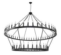 64 Lights Wagon Wheel Chandelier, Black Modern Industry Farmhouse Pendant Light Hanging Light Fixtures for Living Dining Room Foyer Entryway, Height Adjustable,79inch-80light