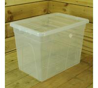 64 Litre 56cm x 38cm x 41cm Stacking Plastic Storage Tub / Tidy Box with Lid