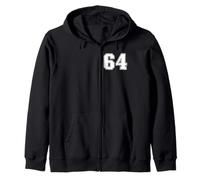 64 Number Sixty-Four Team Sports Graphic Varsity Matching Zip Hoodie