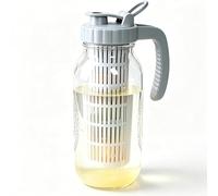 64 Oz Glass Mason Jar Water Infuser Pitcher For Fruit Tea Fridge Storage | Half Gallon Fruit Infused Pitcher Wide Mouth Sun Tea Jar Cold Hot Water Jug For Coffee Lemonade Iced Tea Milk Container