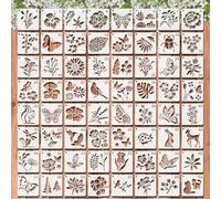 64-Pack Tropical Floral & Butterfly Stencils Kit - 3 Inch Reusable Painting Templates for DIY Garden Decor, Wall Art, Crafts