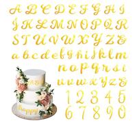 64 Pcs Acrylic Alphanumeric Cake Topper DIY Cake Decoration Mirror Alphabet A-Z and Number 0-9 Personalized Cakes Picks Decor Anniversary Wedding Baby Shower Party Supplies