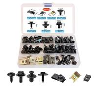 64 Pcs Car Screws and Nut Clip Kit, Metal U-type Fastener Clip, Car Body Undertray Screws, Car Plastic Mounting Set for Bumper Mounting Clips Door Trim(Plastic Storage)