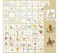 64 Pcs Christian Stencil Set - Reusable Bible Verse and Faith, Mehndi Stencils, Cross, Easter, Christmas, Scallop Wall Designs - Stencils for Painting on Wood, Fabric, DIY Crafts, Home Decor