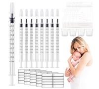 64 Pcs Colostrum Collection Kit, Colostrum Harvesting Kit Include 50 1ml Colostrum Syringes with Cap No Needle, 5 Stickers, 4 20ml Measuring Cups and 5 Breast Milk Storage Bags