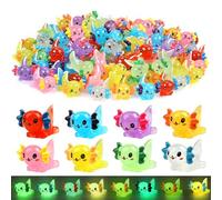 64 pcs Luminous Mini Resin Axolotl 8 Colors Glow in The Dark Tiny Small Little Resin Axolot to Hide Plastic Animal Figures for Garden Micro Landscape Aquarium Potted DIY Miniature Dollhouse Decor
