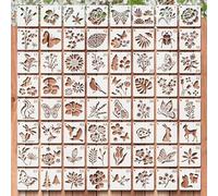 64 Pcs Reusable for Crafts (7.6x7.6cm),Stencils for Painting with Flower,Leaf and Animal Designs,DIY Stencils for Wood,Wall,Home Décor,Scrapbooking,Furniture and Card Making