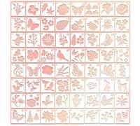 64 Pcs Stencils for Painting, Flower Stencils Template for Painting Set, Reusable Openwork Stencil, Butterfly and Bird Drawing Templates for DIY Art and Craft Projects, Scrapbooking Window Decorations