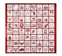 64 Pcs Valentine's Heart Set Stencils for Crafts Reusable Stencils for Painting 7.6 x 7.6 cm Nature Paintings Templates Openwork Painting Stencil for Crafts, Scrapbooking, Textile (Lover's Heart)