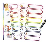 64 PCS Waterproof Daycare Labels, Self-Laminating Baby Bottle Labels for Supplies, Dishwasher Safe Name Stickers for Kids School Stuff, Toddler Tags for Water Bottle Lunch Box