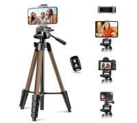 64” Phone&Tablet Tripod, Aureday Cell Phone Tripod for iPhone with Wireless Remote and Phone Holder, Extendable iPad Tripod Stand for Video Recording/Makeup/Live Streaming (Gold)
