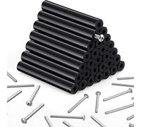 64 Pieces Electrical Outlet Spacers Electrical Outlet Box Extender Kit Includes 16 Pieces 3 Inch Switch and 48 Pieces 1-1/2 Inch 6-32 Thread Flat Head Device Mounting Long Screws (Black)