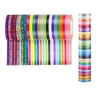 64 Rolls Balloon Ribbon, Double Sided Satin Ribbons for Gift Wrapping, 24 Colors Curling Ribbon Set, Rolls Ribbons for Crafts,Balloons,Wedding, Christmas, Birthday Party Decoration (Each 5mm X 10m)